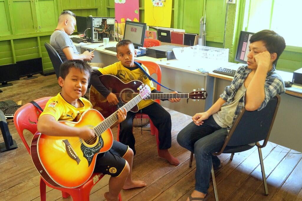 The guitars you donated are in use!