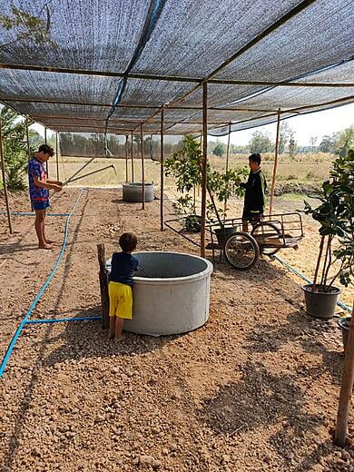 The first irrigation basins are installed